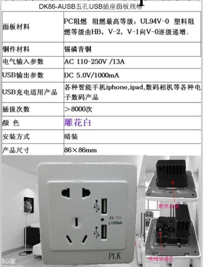 USB充電墻壁插座 五孔USB 雙口usb充電麵板 USB充電器工廠,批發,進口,代購