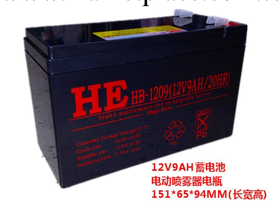 HE 12V9AH蓄電池12V9A電瓶鉛酸免維護夜市擺地攤燈電動噴霧器電池工廠,批發,進口,代購