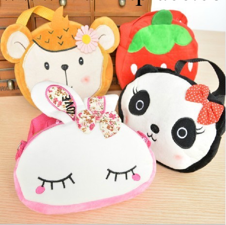 韓版卡通毛絨斜挎包多啦A夢挎包兔子龍貓kitty熊貓幼兒零食包工廠,批發,進口,代購