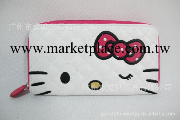 Hello kitty 凱蒂貓 白色橫款繡花軟皮錢夾 錢包 手機包 wallet工廠,批發,進口,代購