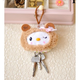 餅乾曲奇凱蒂貓蝴蝶結毛絨鑰匙包卡通抽拉式鑰匙套鑰匙扣工廠,批發,進口,代購