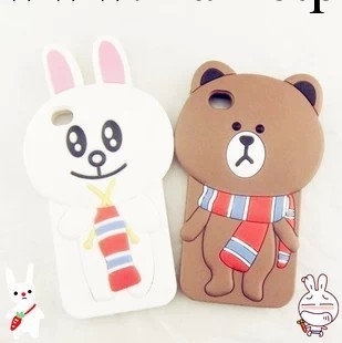 臺灣LINE二代Iphone4/4s手機套保護套4代表情熊兔圍巾熊兔矽膠套工廠,批發,進口,代購