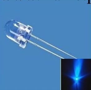 5MM LED燈珠圓頭超高亮白發藍/(9000-10000MCD)/聚光工廠,批發,進口,代購