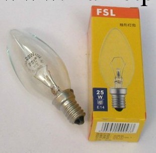 佛山照明 E14 小口尖型透明 15W 25W 40W 60W FSL蠟燭形白熾燈泡批發・進口・工廠・代買・代購