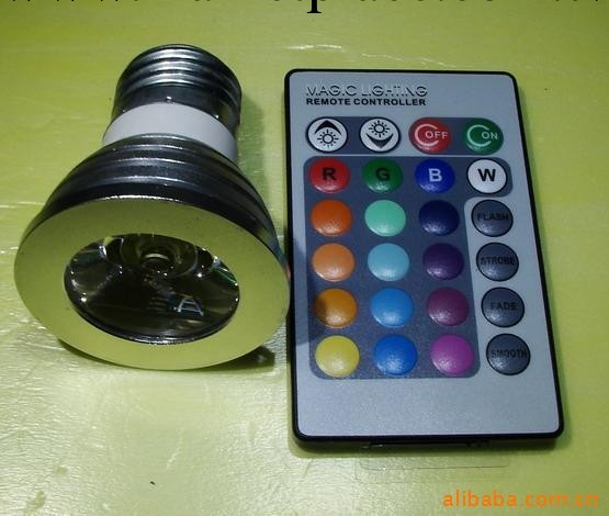 供應LED七彩遙控燈杯 內控 遙控變色3W工廠,批發,進口,代購