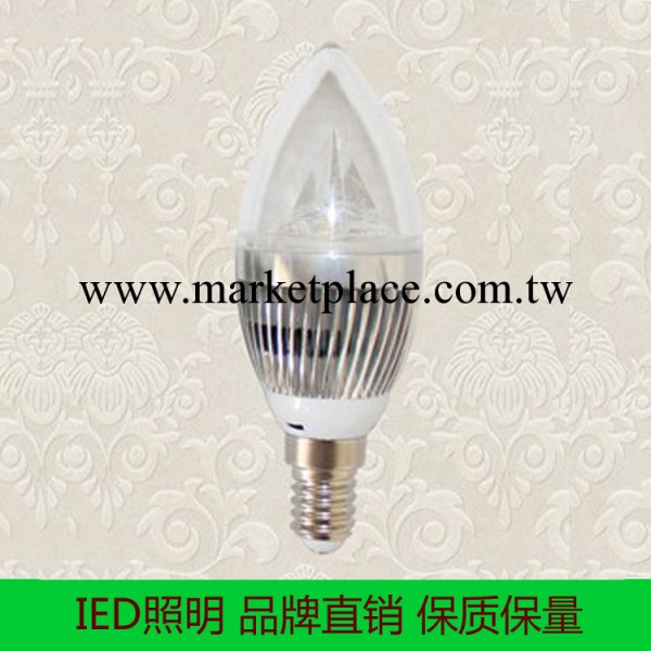 【IED照明】E14 LED銀色尖泡 水晶燈蠟燭燈專用LED光源3W正白工廠,批發,進口,代購