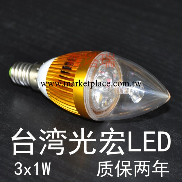 臺灣光宏芯片LED尖泡 大功率3*1W LED節能燈 E14小螺口暖光白光工廠,批發,進口,代購