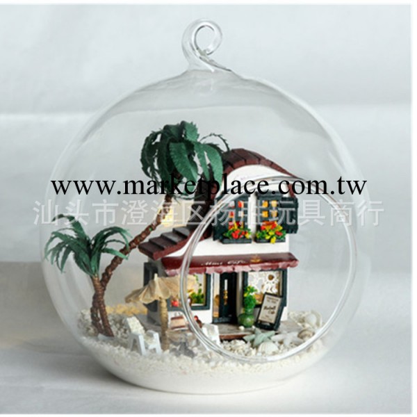 創意DIIY   玻璃迷你咖啡屋小屋球  聖誕節禮物  送情人  送朋友工廠,批發,進口,代購