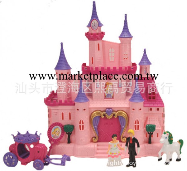 粉色公主轉動屏幕 兒童城堡別墅玩具套裝 帶音樂閃光 仿真過傢傢工廠,批發,進口,代購