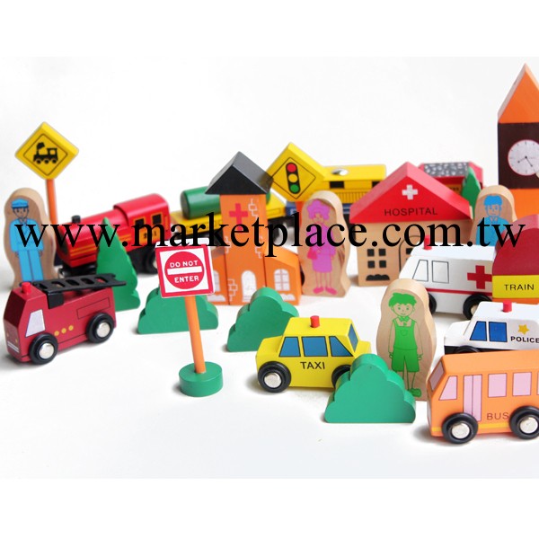 汽車場景積木 盒裝 木制玩具 托馬斯軌道場景積木玩具工廠,批發,進口,代購