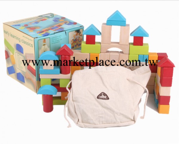 英國ELC積木 外貿原單 佈袋積木 100粒實木積木 兒童彩色積木玩具工廠,批發,進口,代購