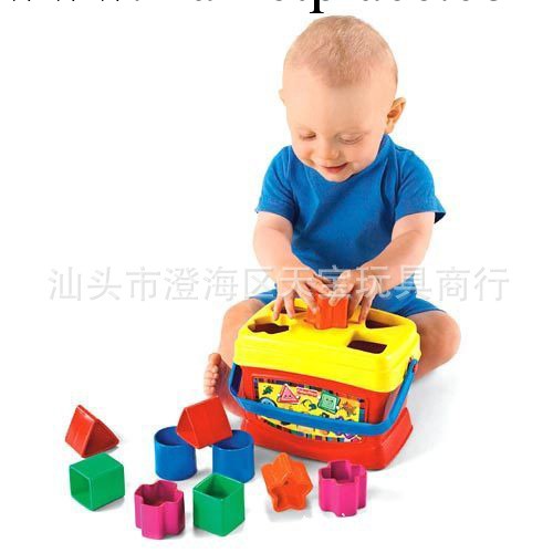 費雪 啟蒙益智積木盒桶 多孔形狀配對顏色認知玩具 手提籃積木盒工廠,批發,進口,代購
