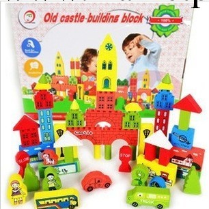 兒童木制玩具 53粒盒裝新彩色城市積木 積木玩具 益智玩具工廠,批發,進口,代購