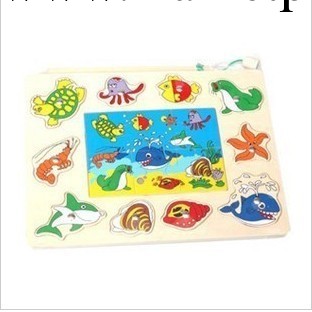 海洋動物釣魚拼板 磁性木制釣魚玩具 兒童益智早教玩具 親子遊戲工廠,批發,進口,代購
