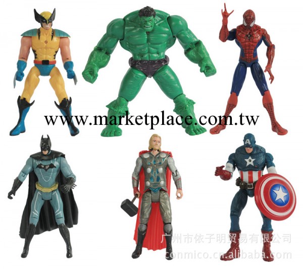 復仇者聯盟英雄綠巨人玩具蝙蝠俠 蜘蛛俠 鋼鐵俠 美國隊長6款套裝工廠,批發,進口,代購