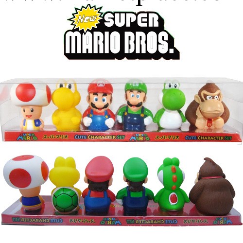 6款 Super Mario超級瑪麗 馬裡奧糖膠公仔 瑪麗奧盒裝手辦模型工廠,批發,進口,代購