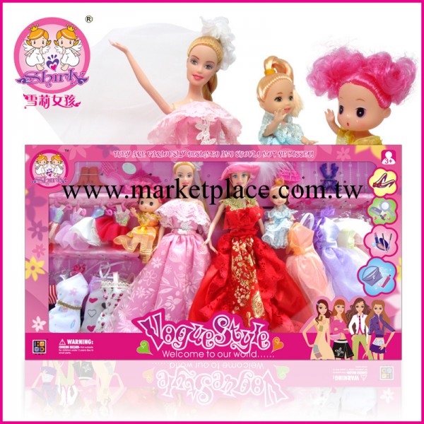 雪莉女孩S9007YB 芭比娃娃 兩大兩小多款衣服換裝超值禮盒裝工廠,批發,進口,代購