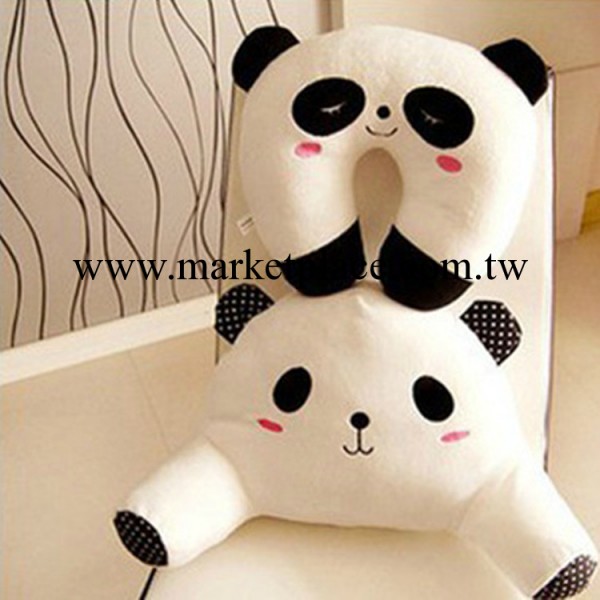 毛絨玩具 熊貓U型枕 熊貓公仔卡通u型枕  實用辦公室毛絨護頸工廠,批發,進口,代購