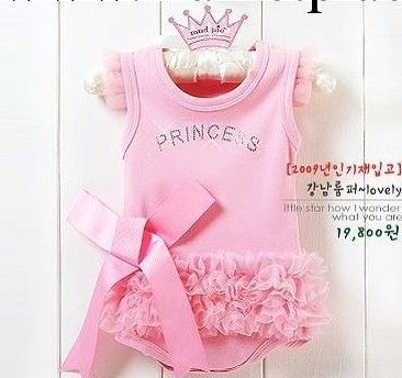 零售2014夏季新款嬰兒花邊蕾絲紗裙哈衣粉紅蝴蝶結爬爬衣一件代發批發・進口・工廠・代買・代購