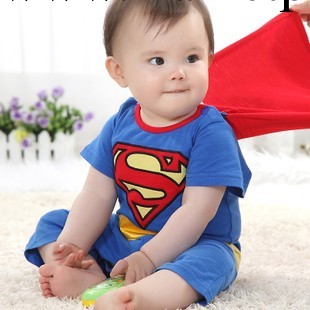 嬰幼兒批發夏天嬰兒男寶寶連身新生兒哈衣夏款短袖超人爬服01-2歲批發・進口・工廠・代買・代購