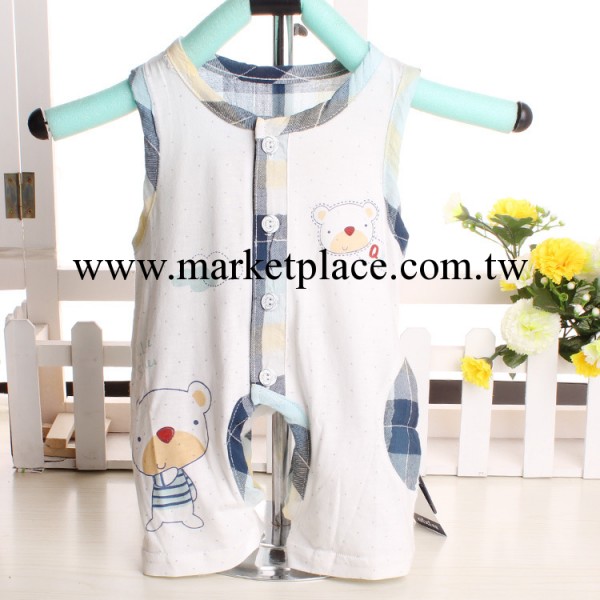 2014寶寶夏連身衣嬰兒哈衣爬服無袖竹纖維系扣可愛卡通奇喜1338工廠,批發,進口,代購