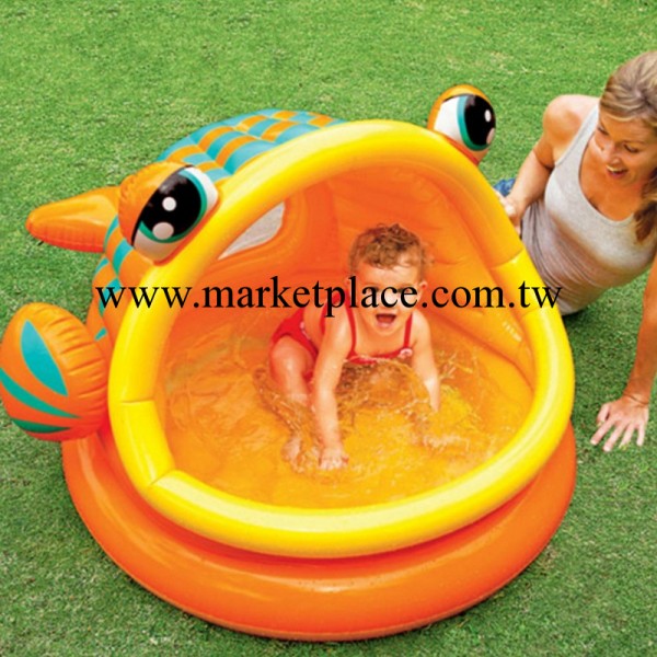 INTEX57109大嘴魚充氣遊泳池圓形遮陽戲水池嬰兒浴盆工廠,批發,進口,代購