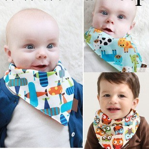 韓版兒童純棉三角巾雙層可調節 雙麵三角巾  嬰兒口水巾批發工廠,批發,進口,代購