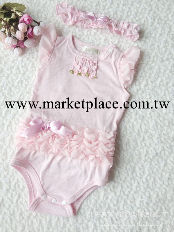 外貿新款童裝公主哈衣女寶寶粉紅連身衣嬰幼兒爬服滿月百日服工廠,批發,進口,代購