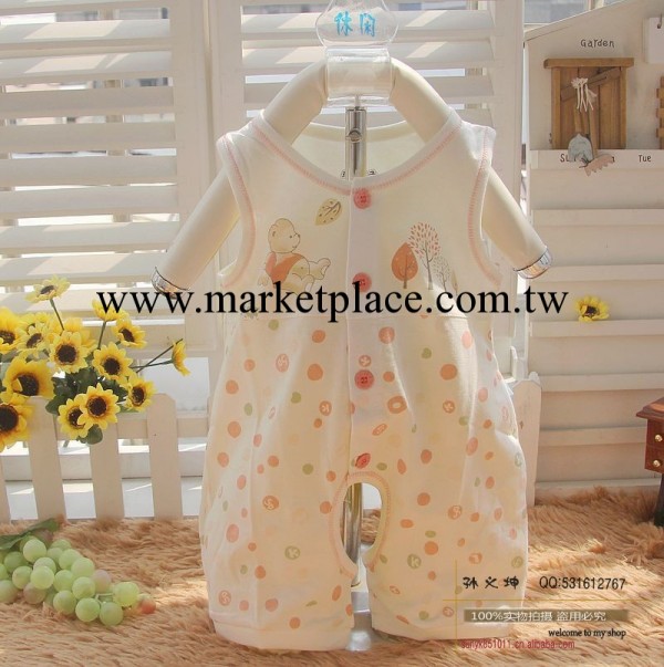 2013新款童連身 珊迪王子純棉無袖連身哈衣 寶寶開衫連身衣 2076工廠,批發,進口,代購