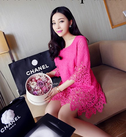 #2014春夏裝 韓國巨美牛奶絲蕾絲大碼連衣裙 孕婦連衣裙工廠,批發,進口,代購