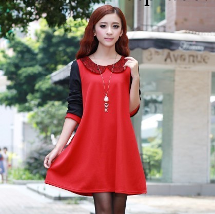 2014新款韓版孕婦裝 長袖拼接連衣裙工廠,批發,進口,代購