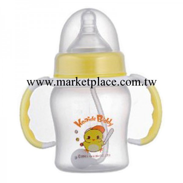 小雞卡迪 嬰兒寬口徑自動握把奶瓶180ml帶手柄吸管 KD1077工廠,批發,進口,代購