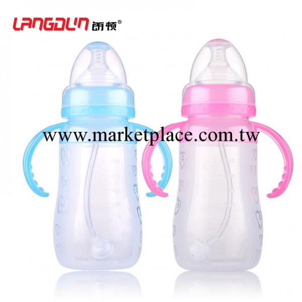 朗頓 矽膠奶瓶 帶手柄吸管奶瓶新生兒母嬰 240ml工廠,批發,進口,代購