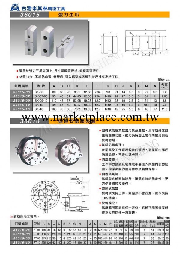 一級代理米其林卡盤 回轉式氣壓夾盤 氣動卡盤 36016 RT-05工廠,批發,進口,代購