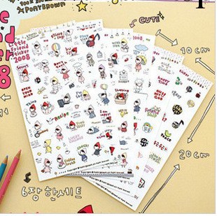 B072 日韓文具 可愛卡通小紅帽貼紙 日記本筆記本裝飾貼紙 6張入工廠,批發,進口,代購