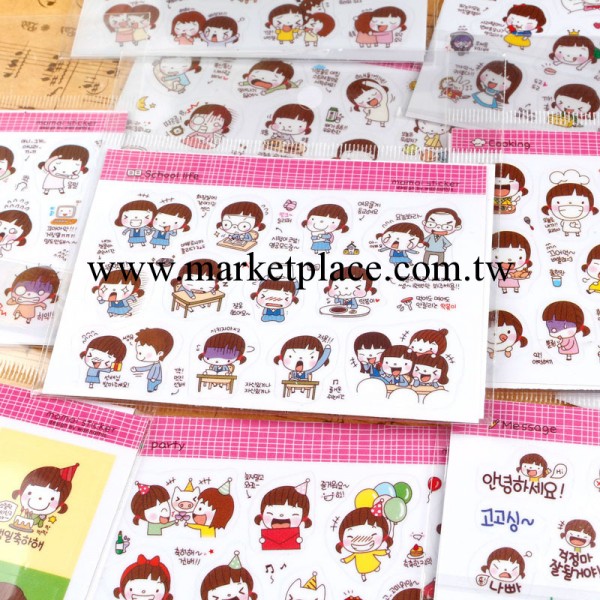 韓國可愛MOMOI女孩 筆記本日記手機貼紙 diy相冊影集裝飾貼紙 2張批發・進口・工廠・代買・代購