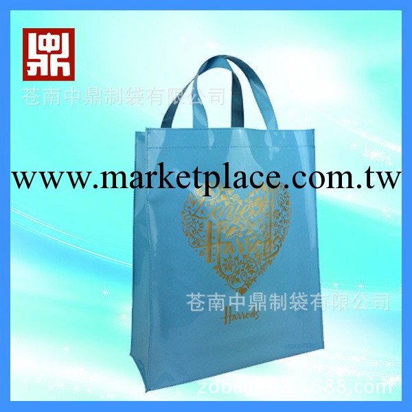 天藍色鏡麵革pvc手提袋 天藍色印金0.6mm厚度鏡麵革pvc禮品袋工廠,批發,進口,代購