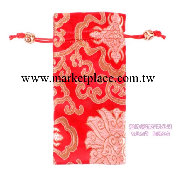 廠傢直銷新款個性雙層織錦緞梳子木梳包裝袋8×20厘米-富貴紅色工廠,批發,進口,代購