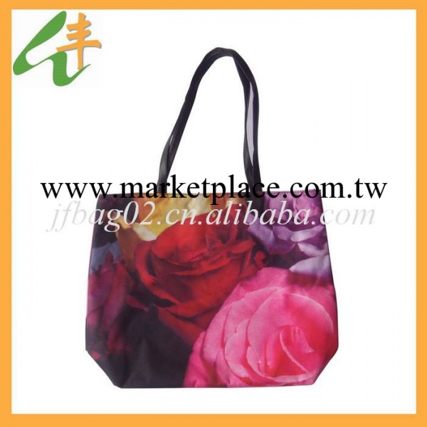 最新款女士玫瑰印花購物袋（色丁佈，玫瑰印花），環保購物袋！工廠,批發,進口,代購