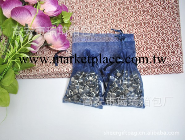 供應藍色常規尺寸抽繩紗袋 拉繩束口紗佈袋 促銷禮品包裝 首飾袋工廠,批發,進口,代購