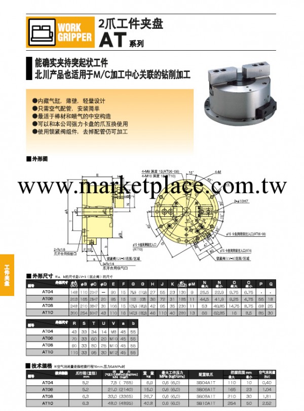 日本北川 KITAGAWA  AT-04  二爪工件夾盤工廠,批發,進口,代購