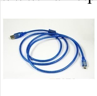 USB2.0線 USB轉迷你5P線 3米  USBMIN5P 透明藍 帶磁環 全銅線工廠,批發,進口,代購