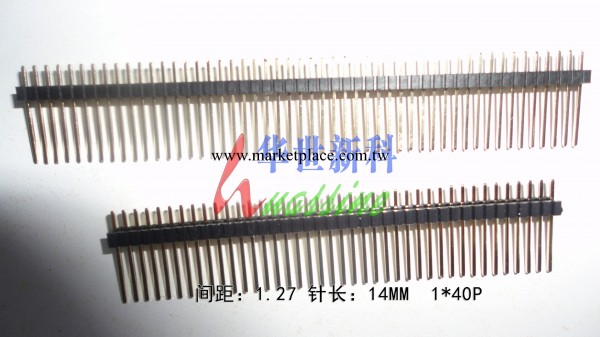 排針 間距1.27MM 長度14MM 1*40P單排直針1*50,環保材料 針鍍金工廠,批發,進口,代購