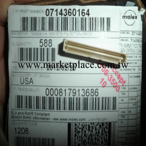 MOLEX 64P 1.0MM PCB板對板品牌原裝進口現貨連接器 71436-0164工廠,批發,進口,代購