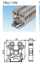 TBU-10N裝軌道歐式端子57A截麵積10平方毫米天得原裝正品供應工廠,批發,進口,代購