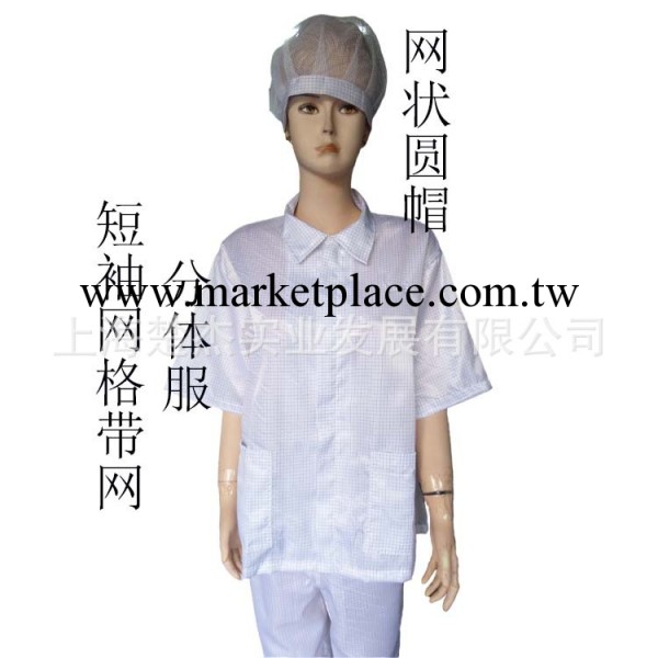 高品質！夏季短袖格子翻領防靜電分體服/無塵服/帶網狀可定做工廠,批發,進口,代購