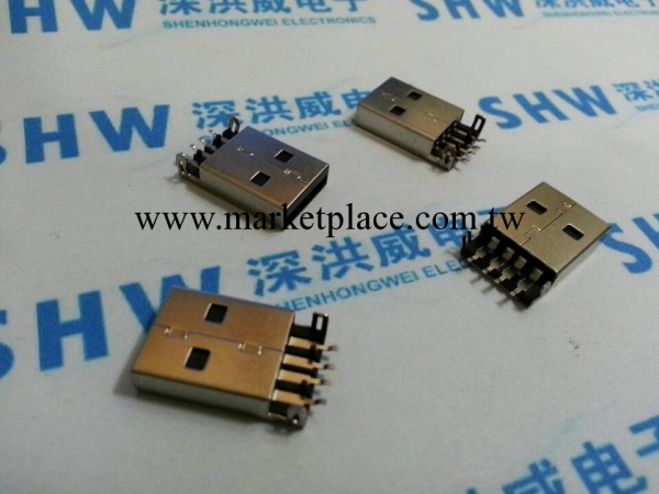 供應USB-A公沉板插座 USB AM沉板公頭180度貼片工廠,批發,進口,代購