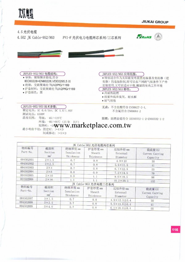 PV1-F 光伏電力電纜兩芯系列/三芯系列工廠,批發,進口,代購