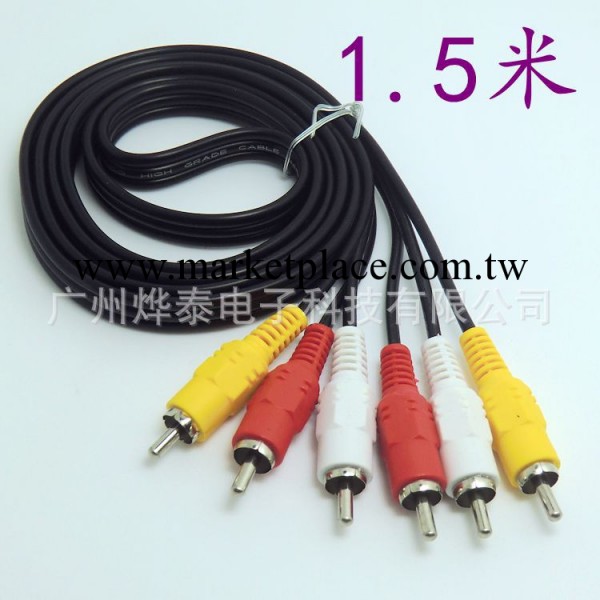 廠傢直銷青葉原視頻線406A 1.5米 3RCA-3RCA 電視DVD機頂盒線工廠,批發,進口,代購