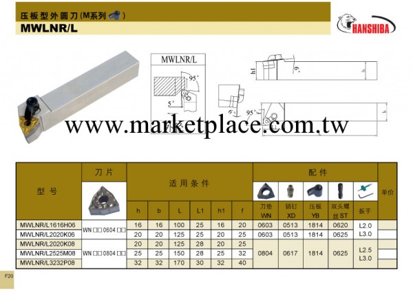 悍獅霸壓板式外元刀桿MWLNR/L3232P08工廠,批發,進口,代購